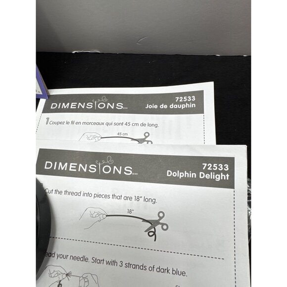 Stamped Cross Stitch Kit Dimensions Dolphin Delight Learn-A-Craft Embroidery Set - Picture 3 of 4